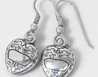 Vintage Brighton Herz Ohrhänger Ohrringe French Hook Silber Plated Retired