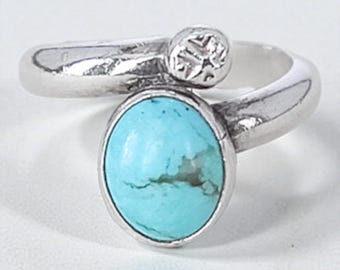 Vintage Sterling Silver Southwestern Turquoise Ring EP Signed Size 6.5 4.66g
