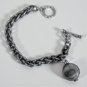 Brighton Healing Heart Silver Locket Bracelet Toggle Clasp Clear Crystal Retired image 6