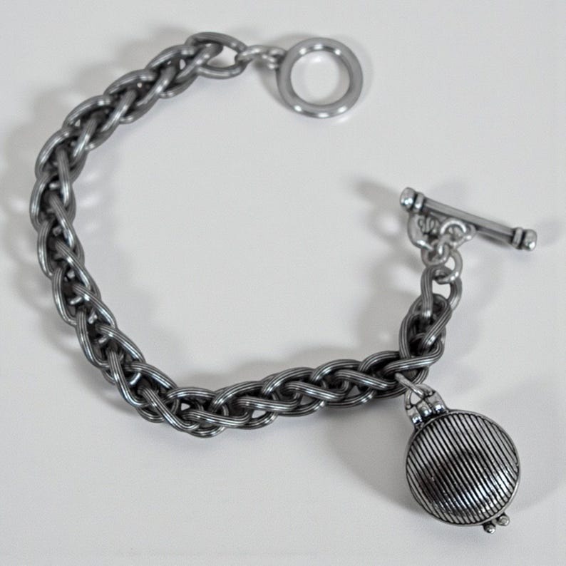Brighton Healing Heart Silver Locket Bracelet Toggle Clasp Clear Crystal Retired image 6