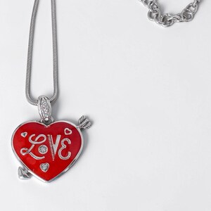 Brighton Love Heart Arrow Reversible Red Enamel Pendant Necklace 16-18 Inch image 4