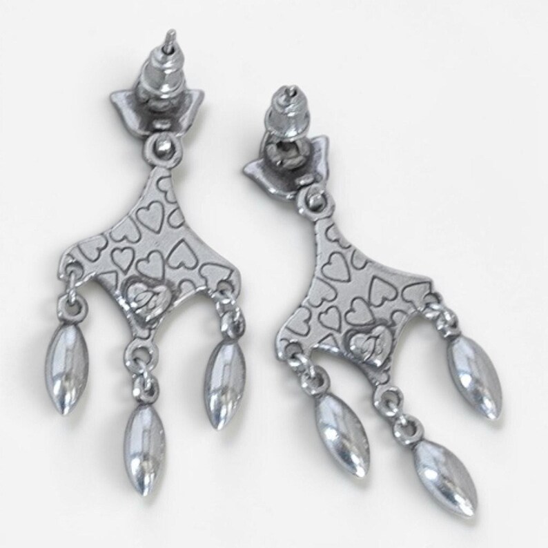 Brighton Chandelier Earrings Scrollwork Teardrop Dangle Silver Plated Post Back image 6