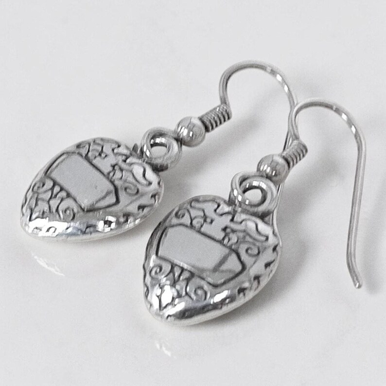 Vintage Brighton Heart Dangle Earrings French Hook Silver Plated Retired image 4