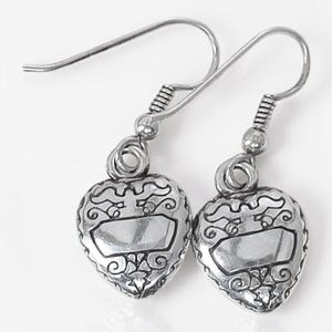 Vintage Brighton Heart Dangle Earrings French Hook Silver Plated Retired image 5