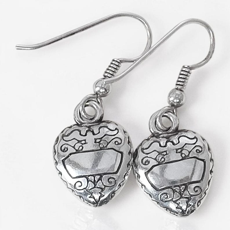 Vintage Brighton Heart Dangle Earrings French Hook Silver Plated Retired image 5
