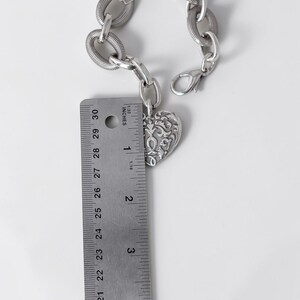 Brighton Cordoba Chunky Heart Charm Bracelet Textured Chain Links 8 Inch image 6
