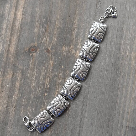 Brighton Maya Link Bracelet Silver Plated Wavy De… - image 1