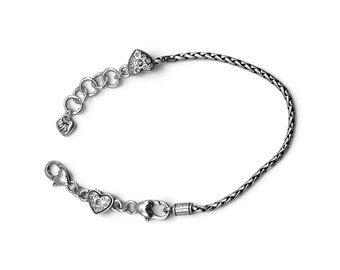 Brighton Heart Slide Charm Holder Bracelet Silver Plated J35532 7-8"