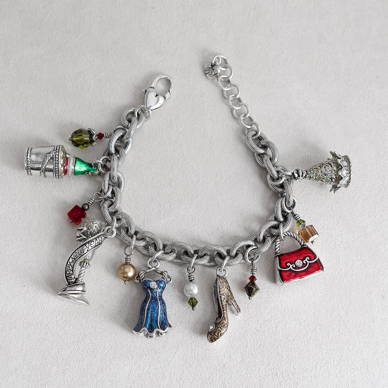 Brighton Celebration Nyårsfest Charm Armband Emalj Silverpläterad Pensionerad bild 1