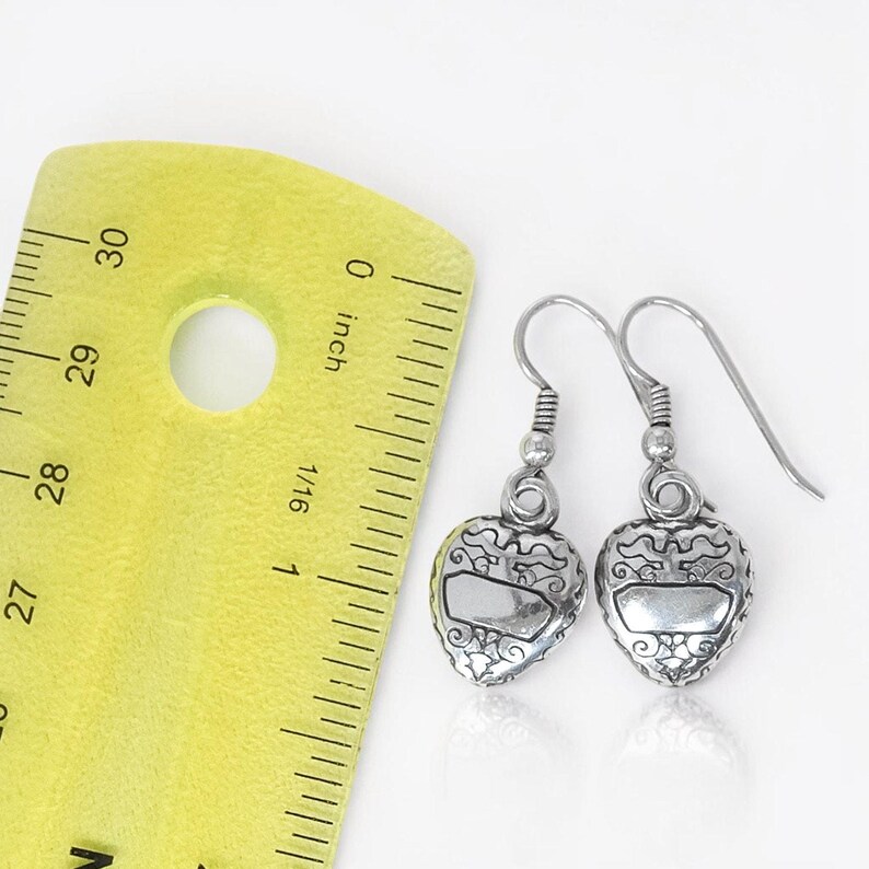 Vintage Brighton Heart Dangle Earrings French Hook Silver Plated Retired image 3
