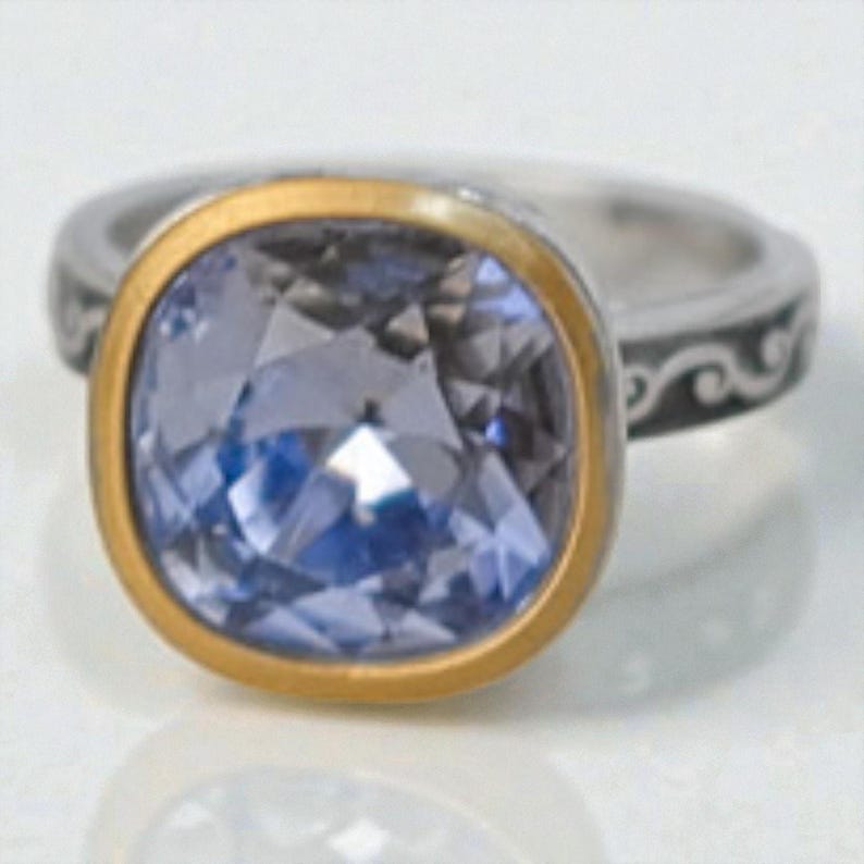 Brighton Venusian Lavender Blue Swarovski Crystal Gold & Silver Ring Size 8 image 1