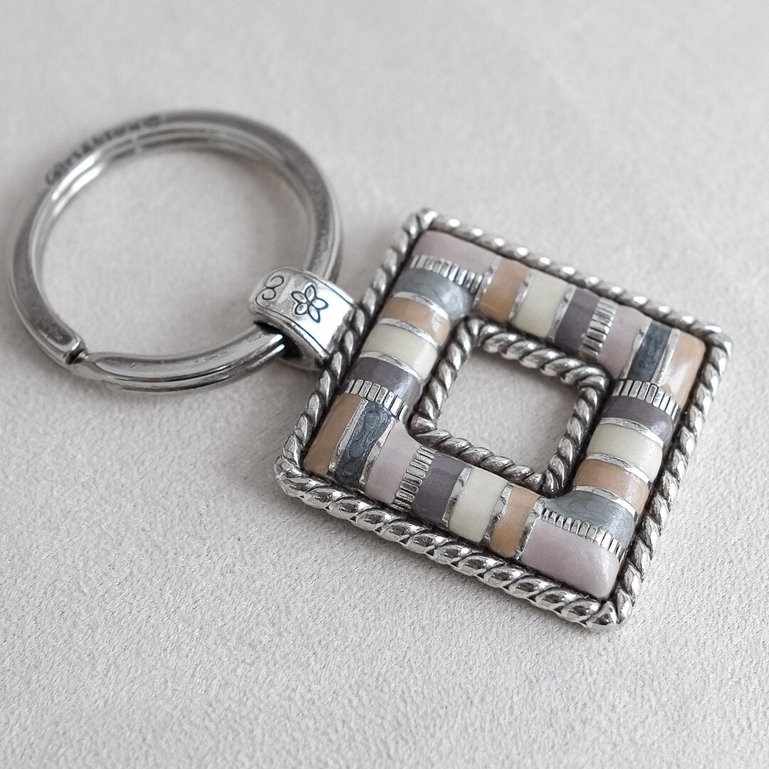 Brighton Keychains Brighton Cabana Key Fob E15221 Pastel Pink Square Enamel Finish Retired ...