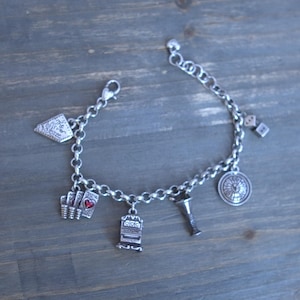 Pulsera con dijes de Las Vegas de Brighton, Nevada, con cartas de casino y dados retirados de 8"