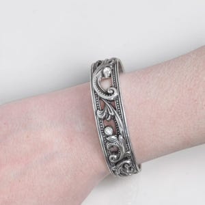 Vintage Brighton Le Louvre Bangle Bracelet Rhinestone Crystal Art Nouveau 2.5" image 5