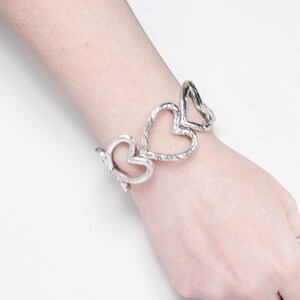 Brighton Open Hearts Retired Link Bracelet Etched Crystal Silver Plated image 3