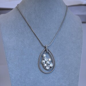 Brighton Monte Carlo Teardrop Pendant Necklace Silver Crystal Pearl Retired image 2