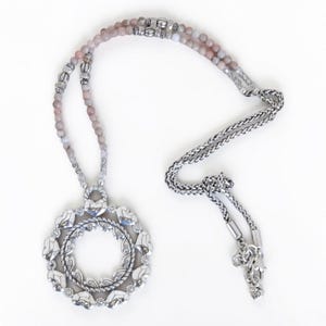 Brighton Love Mandala Beaded Necklace Heart Wreath Pink Silver Retired READ image 1