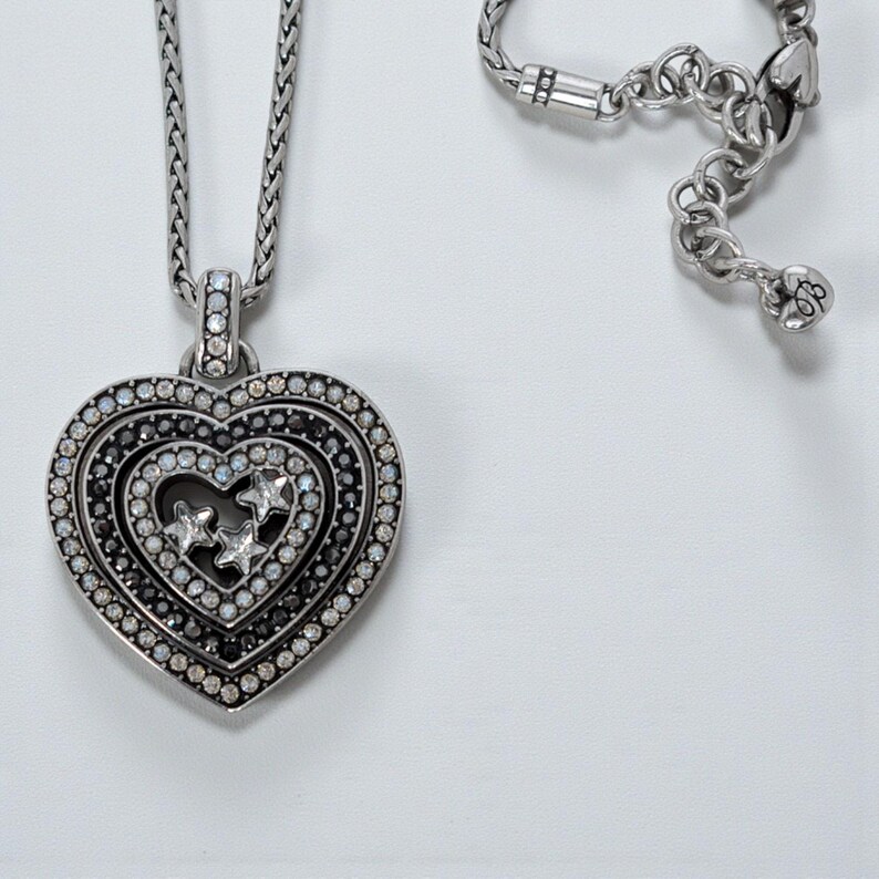 Brighton Starlight Heart Crystal Pendant Necklace Silver Plated Lobster Clasp image 4