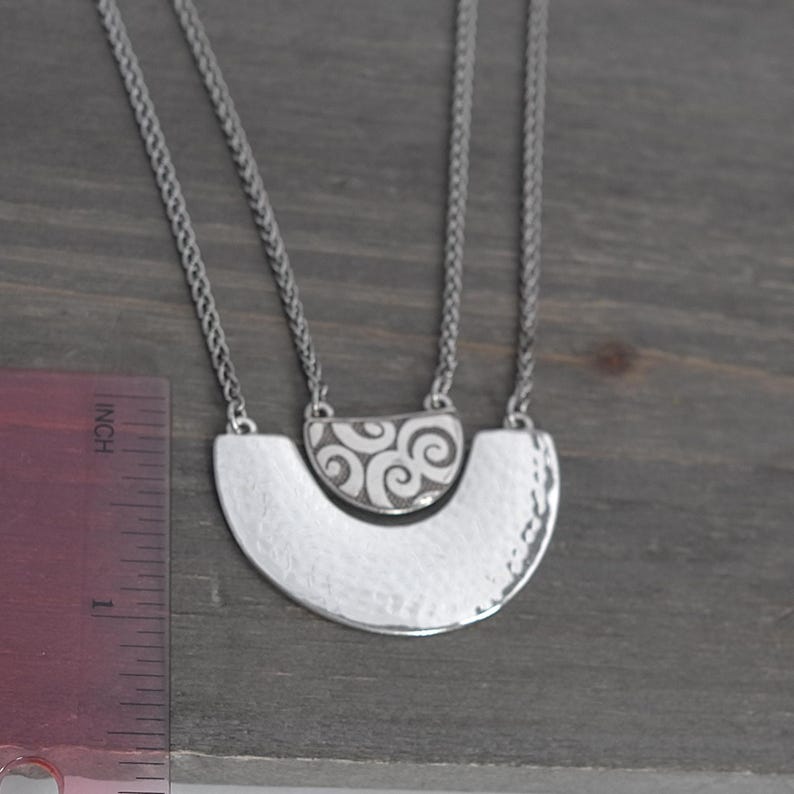 Brighton Andaluz Arch Layered Pendant Necklace: Hammered Silver, Rhinestone Accents (18-20") image 8