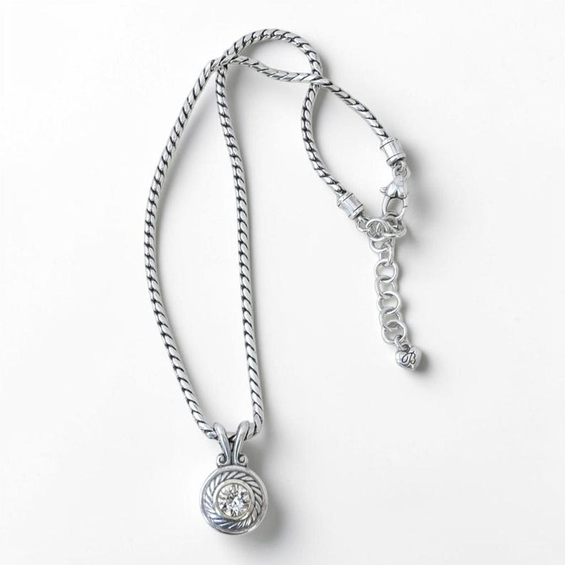 Vintage Brighton Heiress Pendant Necklace Silver Plated Retired Crystal image 6