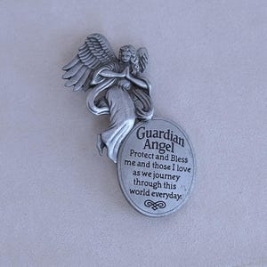 Spoontiques Vintage Schutzengel-Zinn Brosche Silber Ton Inspirational