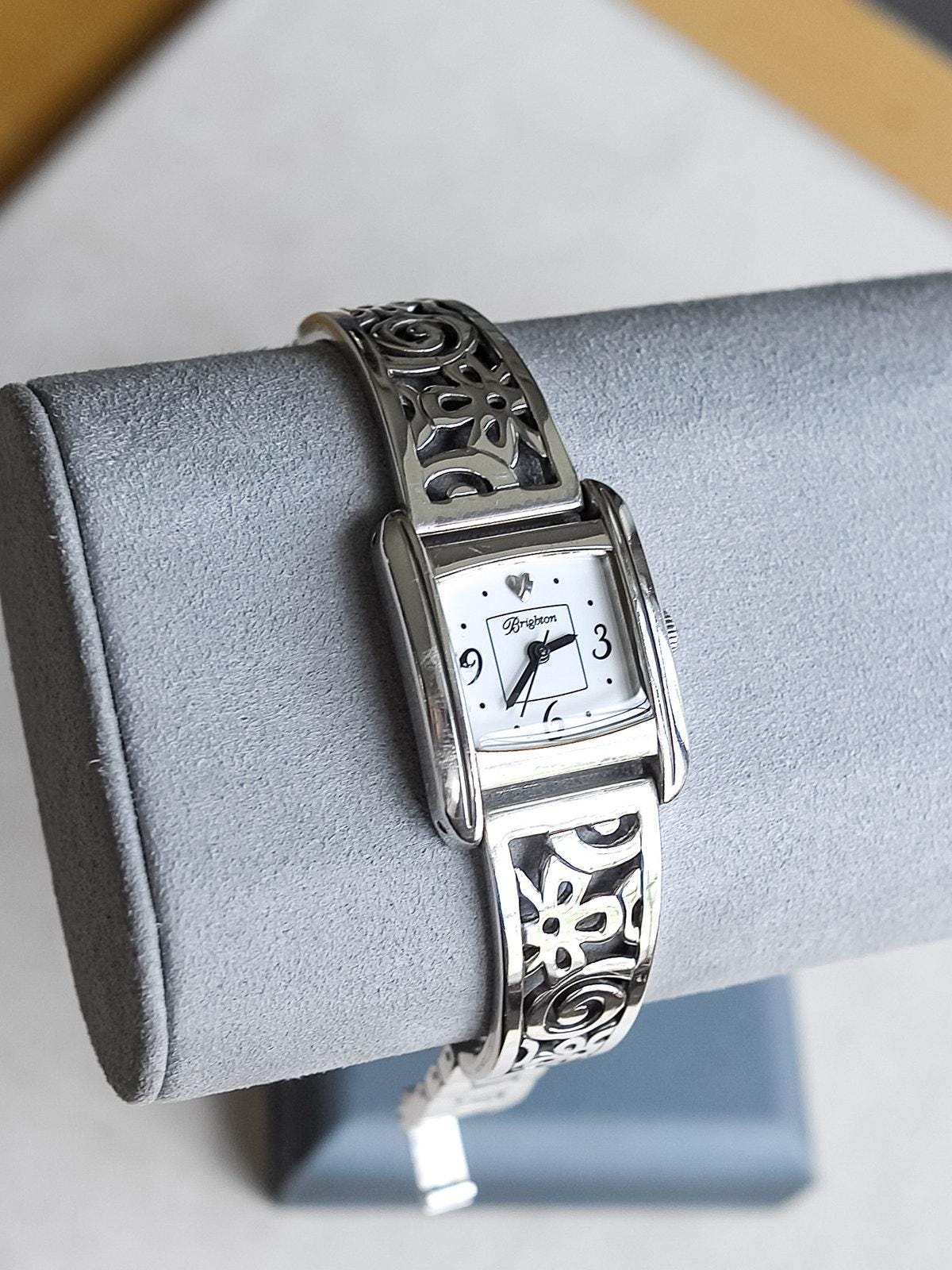 Brighton Amalfi Watch Vintage Silver Plated Floral Cut-out 