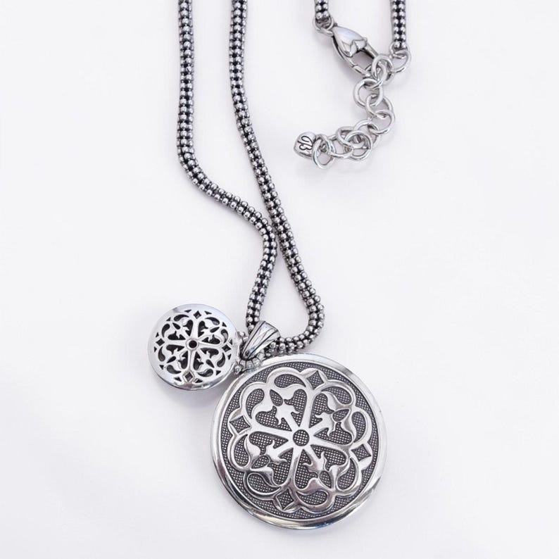 Brighton Ferrara Medallion Pendant Necklace Popcorn Chain Silver 16-18 Inch image 4