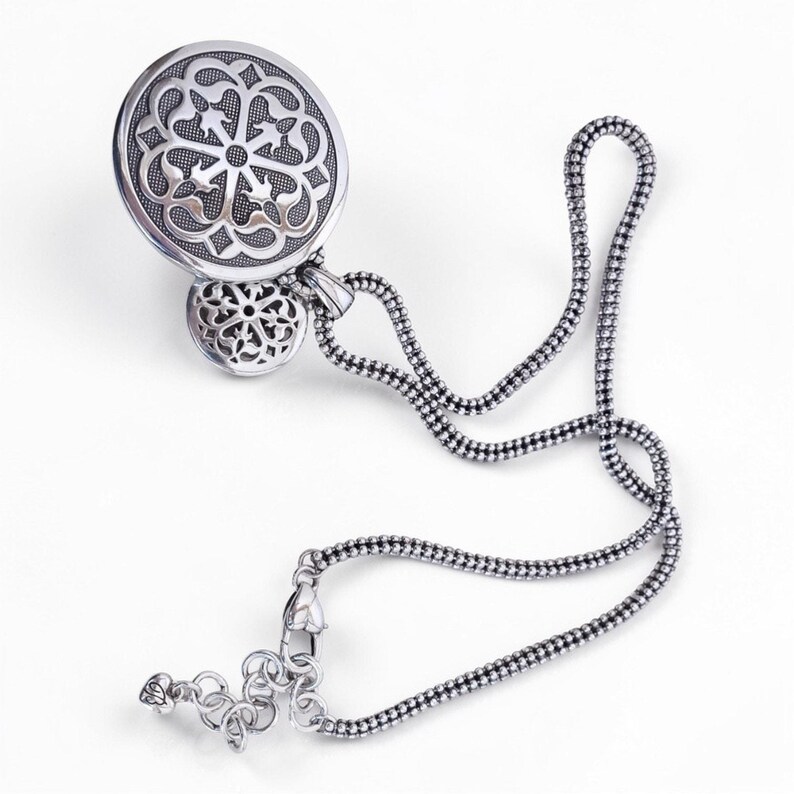 Brighton Ferrara Medallion Pendant Necklace Popcorn Chain Silver 16-18 Inch image 7