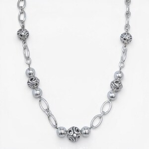 Brighton Contempo Sphere Station Necklace Silver Plated 18-21" Adjustable Scroll image 1