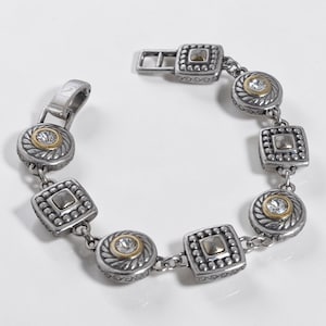 Brighton Heiress Two Tone Link Bracelet Gold Silver Rhinestone Crystal Retired image 1