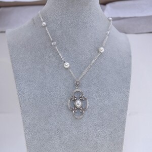 Brighton Bellissima Pendant Necklace Faux Pearls Small Crystals Retired Design image 4