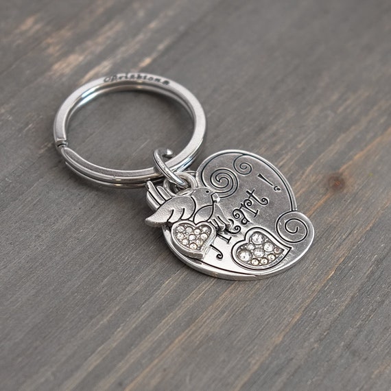 Brighton Keychain Key Ring Heart Shape Peace Dove… - image 3