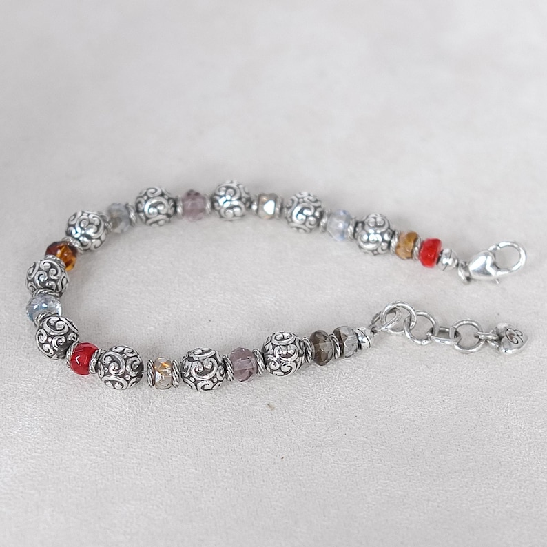 Brighton Latika Multicolor Crystal Beaded Bracelet Silver Plated Retired Clasp image 3