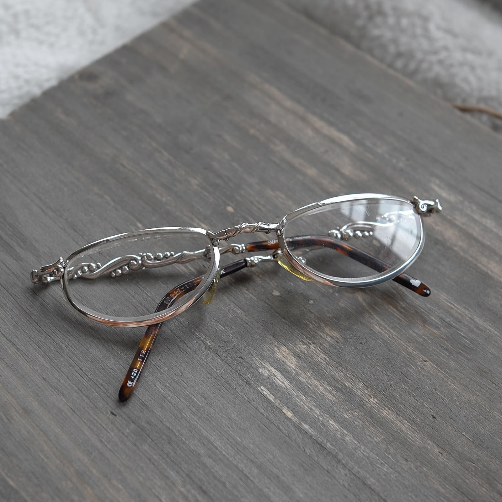Brighton Wilde Foldable Reading Glasses Vintage Brown Silver Plate
