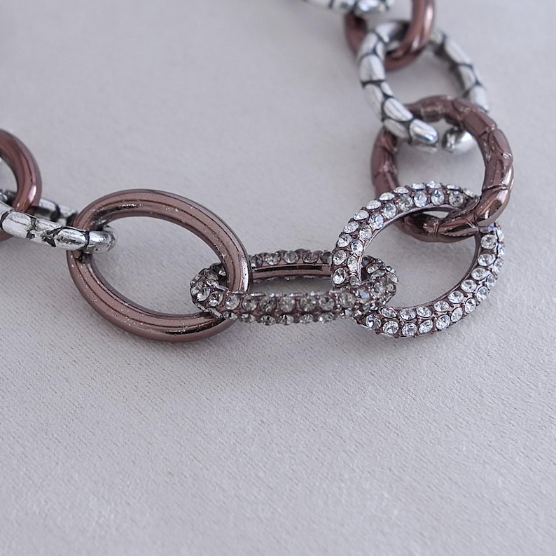 Brighton Pebble Pave Bracelet: Bronze Tone Oval Links, Crystal Accents image 3