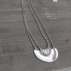 Brighton Andaluz Arch Layered Pendant Necklace: Hammered Silver, Rhinestone Accents (18-20") image 4