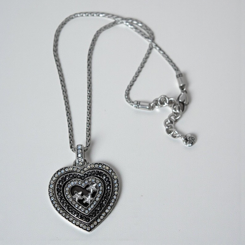 Brighton Starlight Heart Crystal Pendant Necklace Silver Plated Lobster Clasp image 1