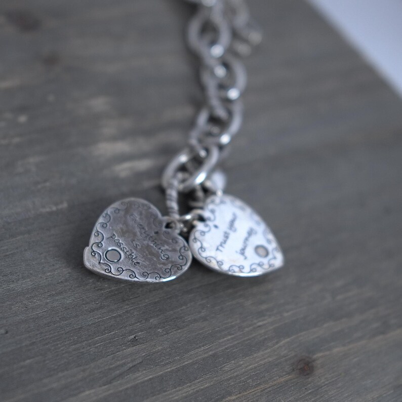 Brighton Breast Cancer Pink Ribbon Heart Charm Bracelet Silver Plated