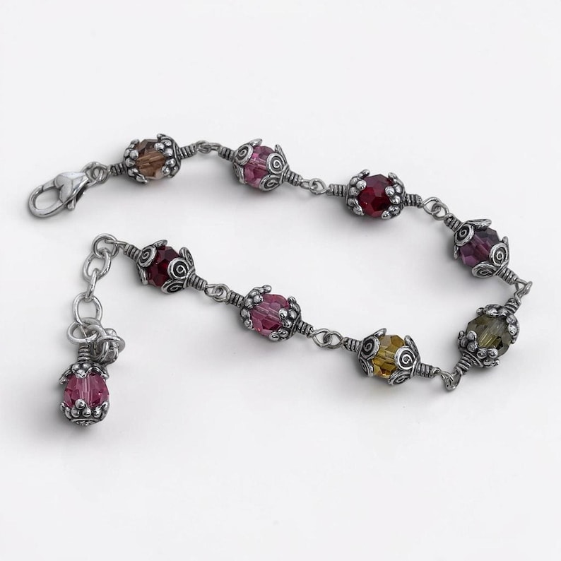 Vintage Brighton Glass Mountain Beaded Bracelet Multicolor Caged Crystal Retired image 2