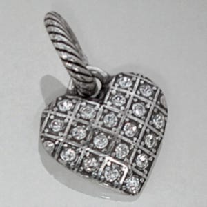 Brighton Diamond Heart ABC Dangle Charm Bracelet Charm Silver Plated Crystal image 1