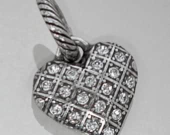 Brighton Diamant Hjärta ABC Dingla Charm Armband Försilvrad Kristall