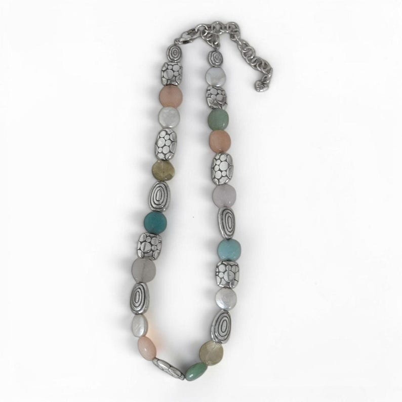 Brighton Gelato Pastel Pebble Perlen-Halskette Silber Spacers Multicolor im Ruhestand Bild 3