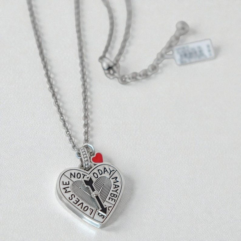Brighton Cupid Heart Spinner Pendant Necklace Enamel Valentine Silver NWT image 1