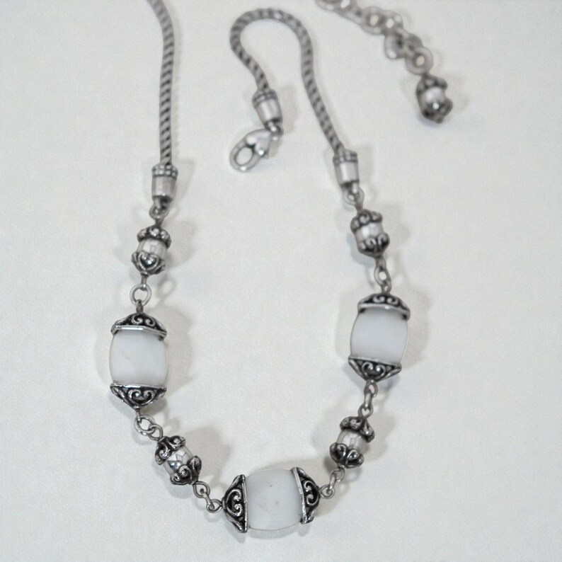 Brighton Mother Of Pearl Abalone Beaded Necklace Silver Plated Coastal Retired image 5