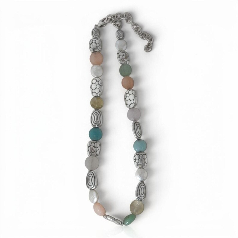 Brighton Gelato Pastel Pebble Perlen-Halskette Silber Spacers Multicolor im Ruhestand Bild 4