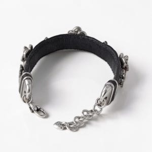 Vintage Brighton Rentner Schwarz Leder Blumen Ohrstecker Armband Selten 18-20 cm Bild 7