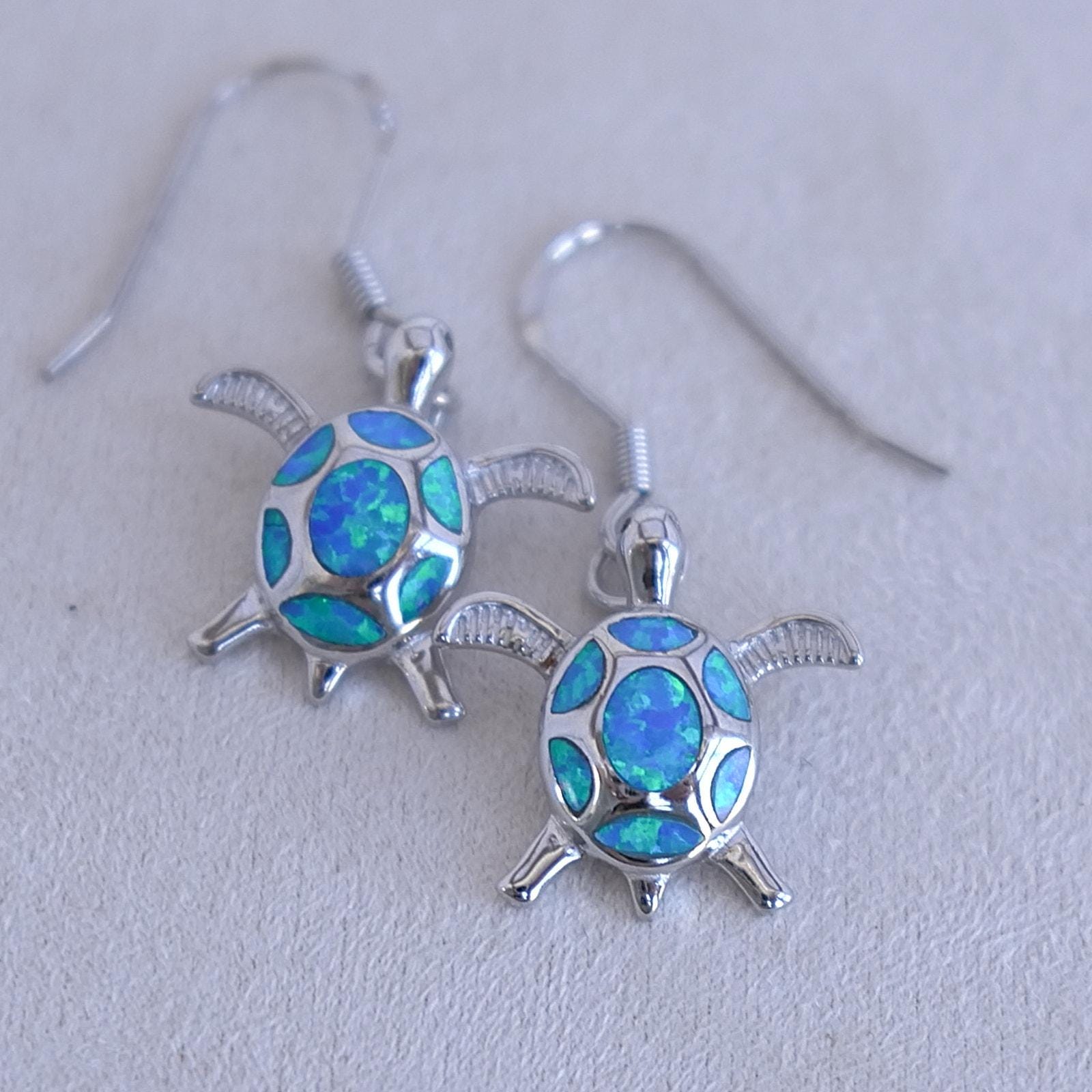 Orecchini A Tartaruga Con Albero Di Cocco In Argento 925 - Gioielli A Tema Oceano, Regalo Estivo Per Donna - 4