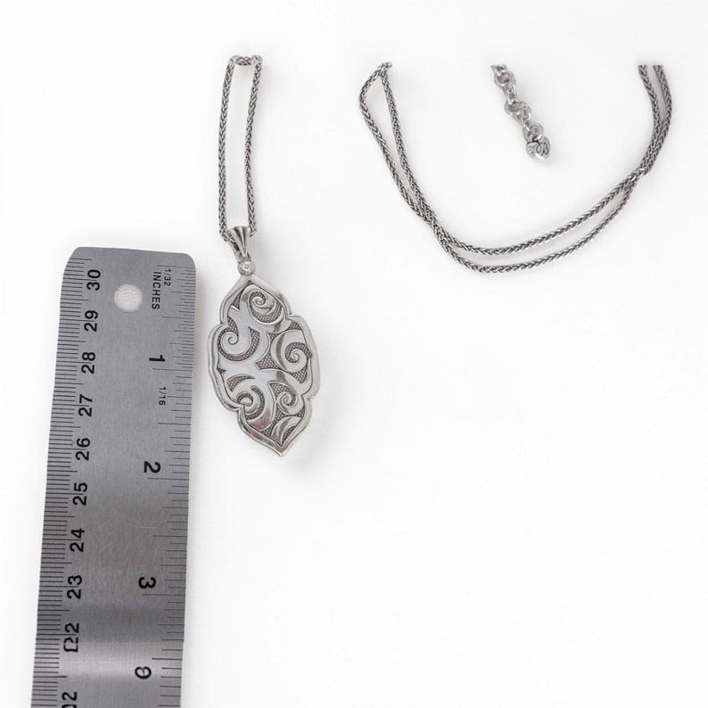 Brighton Andaluz Reversible Pendant Necklace Silver Plated Long Chain Retired image 5
