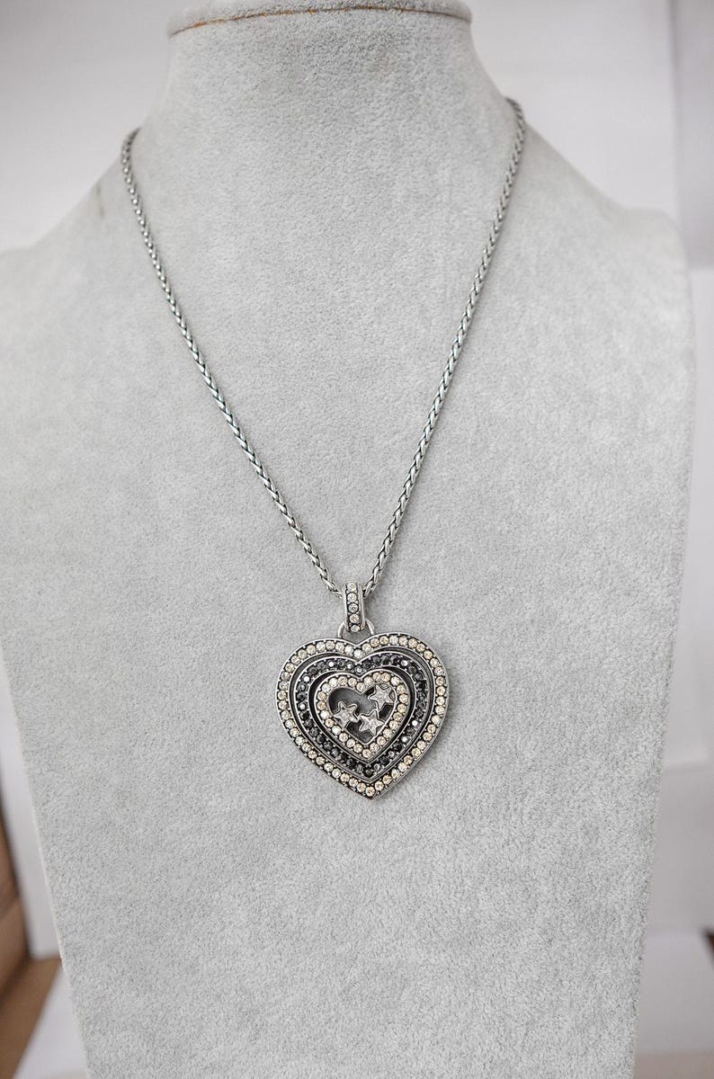 Brighton Starlight Heart Crystal Pendant Necklace Silver Plated Lobster Clasp image 2