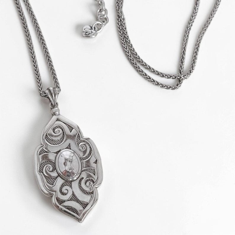 Brighton Andaluz Reversible Pendant Necklace Silver Plated Long Chain Retired image 3